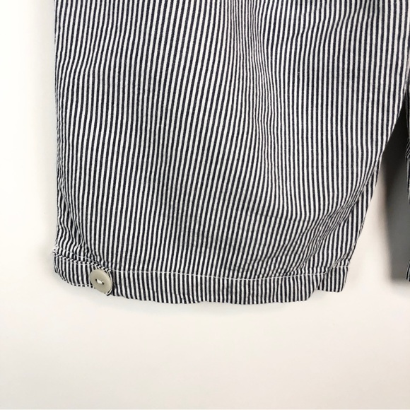 Karen Scott 100% Cotton Wide Leg Cropped Pants Vertical Striped Blue White - Picture 3 of 9